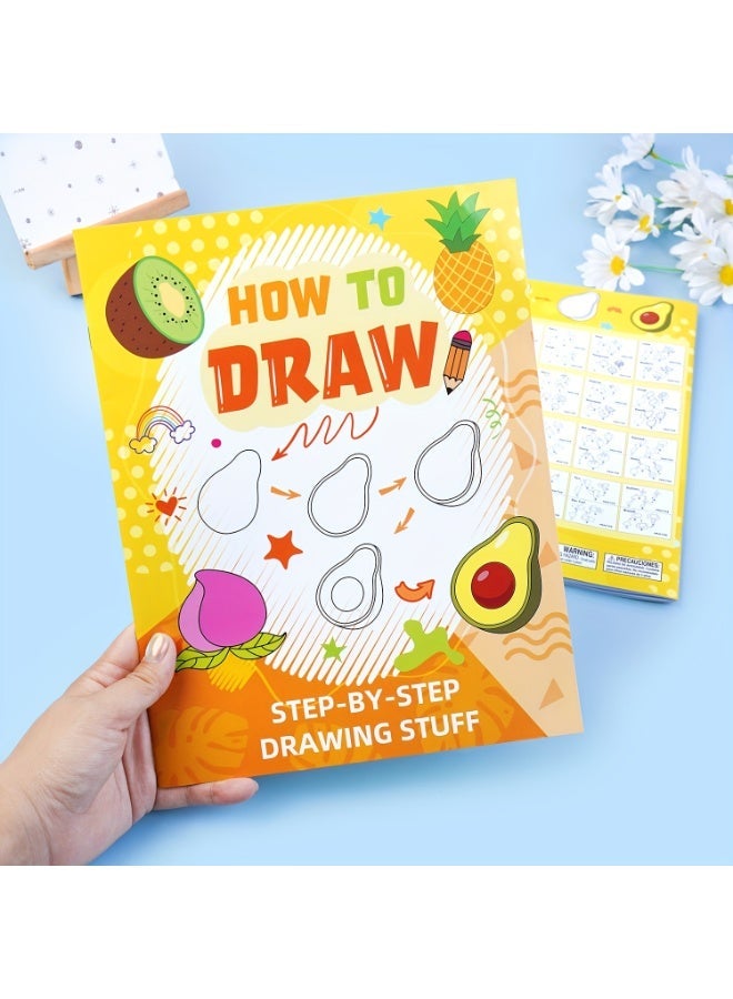 كابسترو كتاب كابسترو لتعليم الرسم خطوة بخطوة للأطفال - تمارين رسم موجهة لتنمية المهارات الفنية المبكرة والتعلم الإبداعي والنشاطات بعيدًا عن الشاشات - موضوع الفواكه والخضروات - Image 5